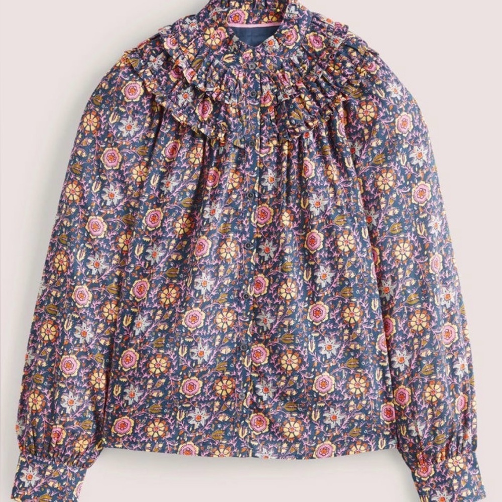 Boden frilled high neck shirt size 10 new with tags. T1065 - Picture 4 of 7